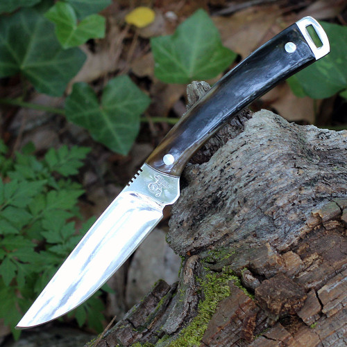 Hen & Rooster Fixed Blade, 3.25" Mirror Finish 440 SS Blade,Ox Horn Handle