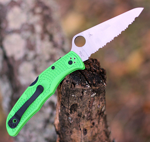 Spyderco Pacific Salt 2 C91FSGR2, 3.78" LC200N Satin SpyderEdge Blade, Green FRN Handle