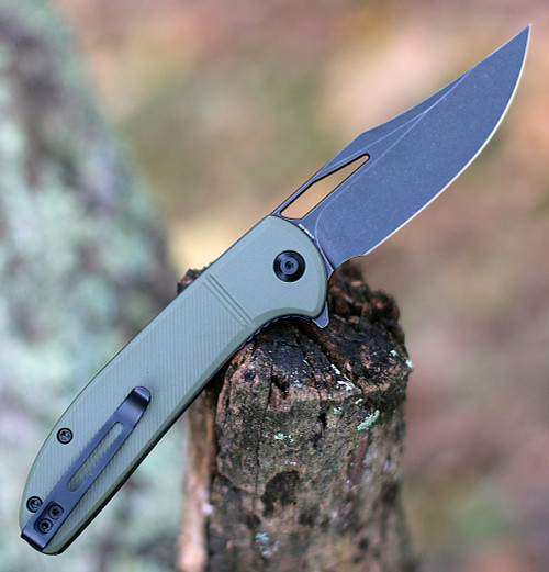 CIVIVI Ortis Folding Knife (C2013C)-3.25" Blackwash 9Cr18MoV Clip Point Blade, OD Green FRN Handle