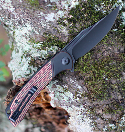 CIVIVI Dogma Folding Knife (C2014B)-3.46" Blackwash D2 Clip Point Blade, Black Polished Copper Handle