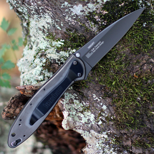 Kershaw Leek Assisted Opening Knife (1660GRY)- 3.00" Gray 14C28N Drop Point Blade, Gray 410 Handle