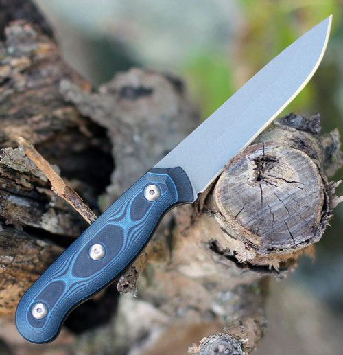 Tops Knives Dicer 4 Steak Knife DCR4-01, 4.38" CPM S35VN Tumble Blade, Blue/Black G10 Handle