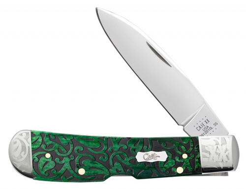 Case Tribal Lock 60324 Heartleaf Embellished Smooth Bermuda Green Bone Handle (TB612010L SS)