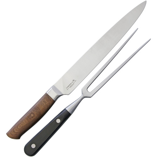 Ferrum Reserve 2pc Carving Set, 13.63" Length w/9.0" American Steel Blade, Maple Wood Handle