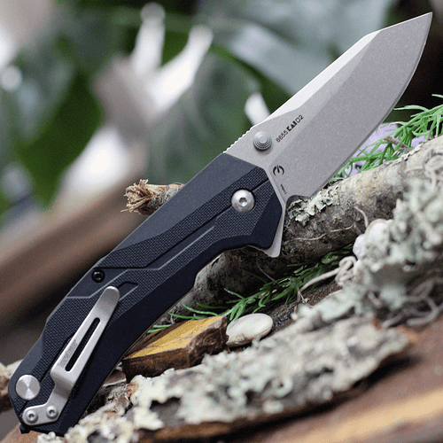 Kershaw Drivetrain Assisted Opening Knife (8655)- 3.20" Stonewashed D2 Drop Point Blade, Black GFN Handle