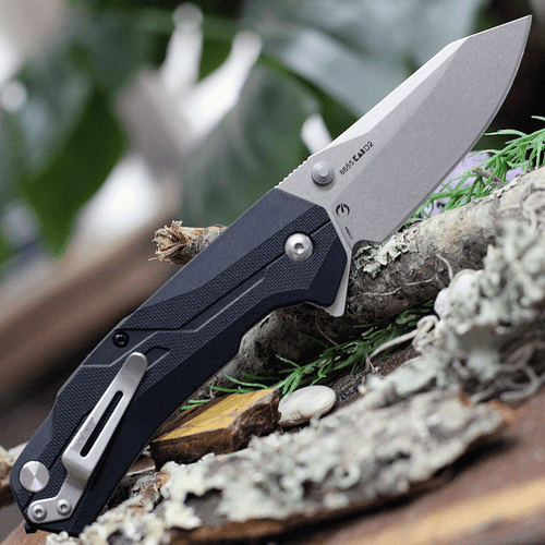 Kershaw Drivetrain Assisted Opening Knife (8655)- 3.20" Stonewashed D2 Drop Point Blade, Black GFN Handle