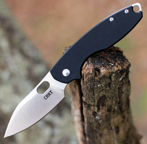 CRKT Pilar III (CR5317) 2.97" 8Cr13MoV Satin Drop Point Plain Blade, Black G-10 Handle with Stainless Back Handle