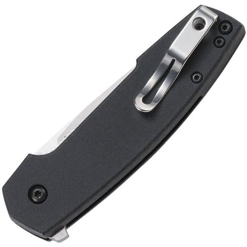 CRKT Cottidae (CR6321) 2.625" D2 Satin Drop Point Plain Blade, Black Aluminum Handle