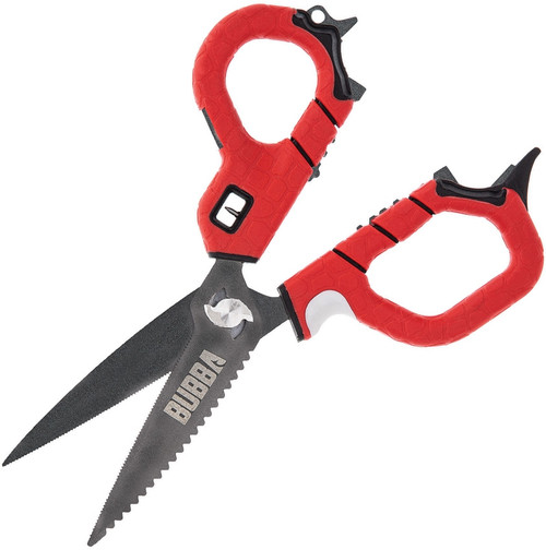 Bubba Blade Large Fishing Shears, 8.5 Overall, Red TPR Handles, Molded  Polymer Sheath - KnifeCenter - 1099915 - Discontinued