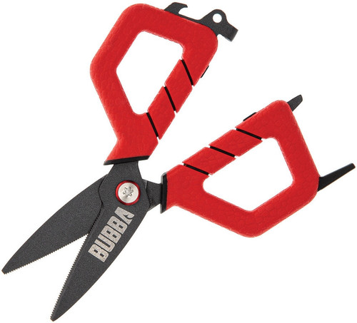Bubba Blade Small Fishing Shears, 1099913, 6" Overall, Red TPR Handles