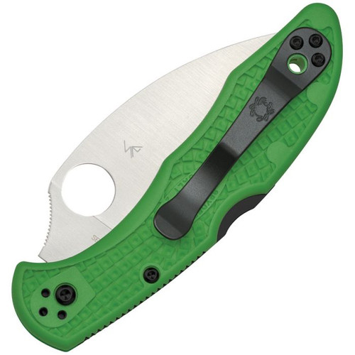 Spyderco Salt 2 C88FSWCGR2, 3.00" Satin Warncliffe LC200N Serrated Blade, Green FRN Handle