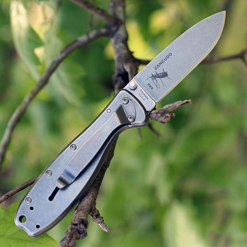 ESEE Zancudo Folding Knife (BRKR1FG)- 2.94" Stonewashed AUS-8 Drop Point Blade, Foliage Green Polymer Handle