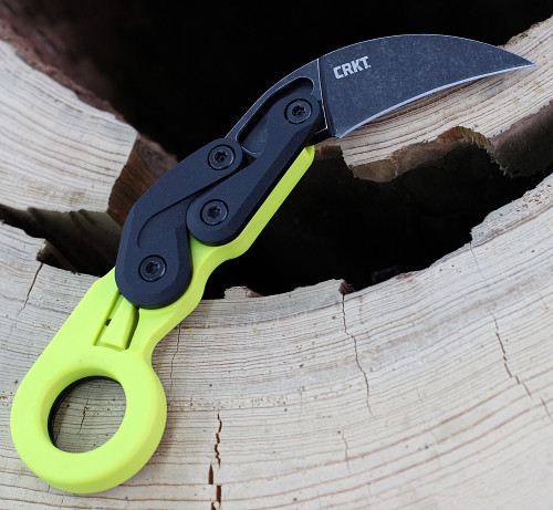 CRKT Provoke Zap Kinematic (CR4041G) 2.47" 1.4116 Blackwashed Karambit Plain Blade, Neon Green Grivory Handle with Finger Ring