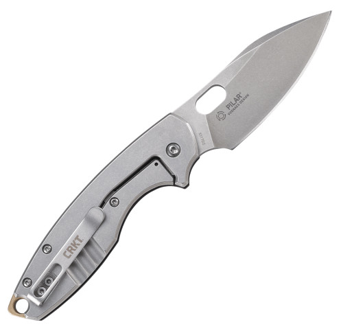 CRKT PILAR III (CR5317D2) 2.97" D2 Stonewashed Spear Point Plain Blade, Black G-10 Handle with Stonewashed Stainless Steel Back Handle