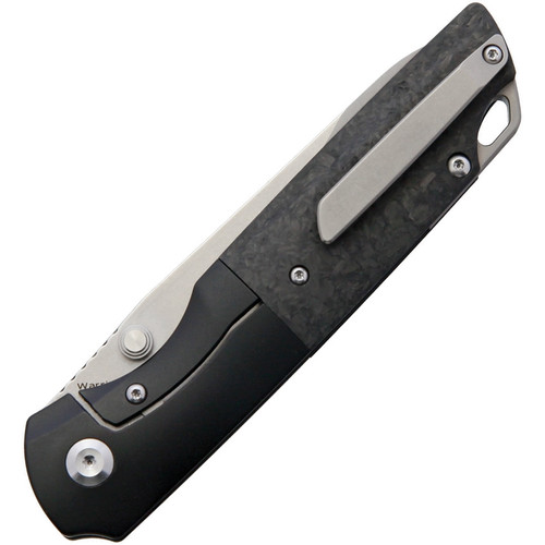 Kansept Knives Warrior (K1005T6) 3.46" CPM-S35VN Stonewashed Drop Point Plain Blade, Black Titanium/Carbon Fiber Handle