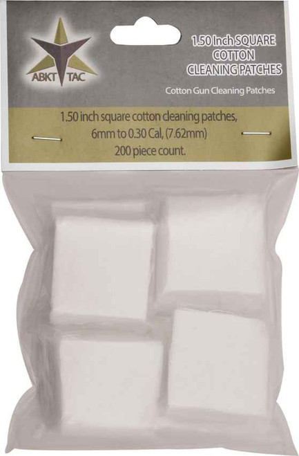 ABKT AB0052 Tac Square Cotton Cleaning Patches 200 Piece Count, Designed for 6mm to 0.30 cal.
