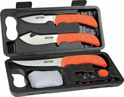 Outdoor Edge WildLite Butcher Kit WL-6, 420J Stainless Steel Full-Tang Blades, Nonslip Rubberized TPR Handle