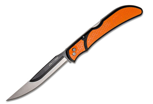 Outdoor Edge RazorBone Folding Knife RBB-20C, 6 Replaceable Blade Combo Set, Orange TPR Handles, Camo Nylon Sheath