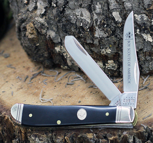 Case Mini Trapper 18058 Boy Scouts of America Smooth Black Synthetic Handle (2207 SS)