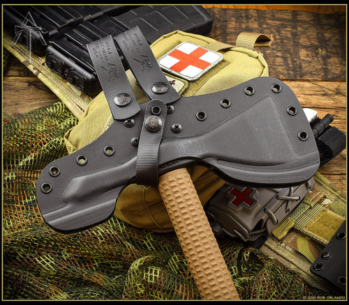 American Tomahawk Company Model 2 Tomahawk 14.125 Overall, Hickory Wood  Handle Handle, Kydex Sheath with MOC Straps - KnifeCenter