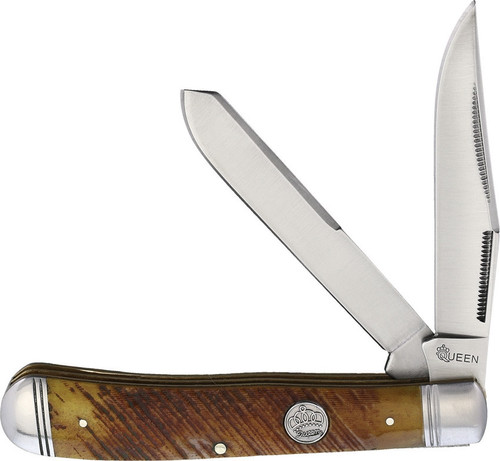 Queen Cutlery Trapper 015, Brown Sawcut Bone Handle