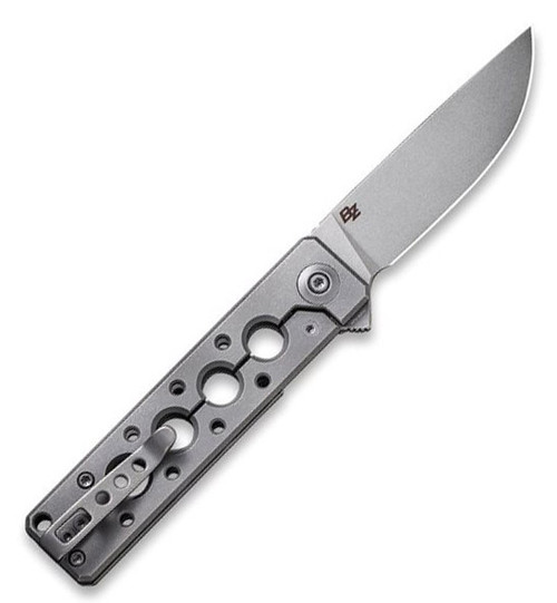 WE Knife Co. Miscreant 3.0 2021A, 3" CPM-20CV Stonewashed Drop Point, Gray Titanium Handle