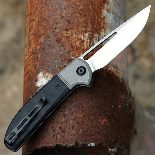 CIVIVI Trailblazer XL Folding Knife (C2101C)- 3.46" Satin D2 Drop Point Blade, Black G-10 Handles