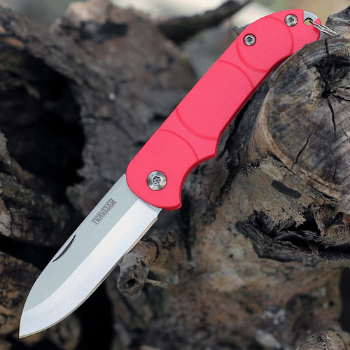 Ontario Knife Co. Traveler 8901RED, 2.25" Stainless Steel Satin Plain Blade, Red Plastic Handle
