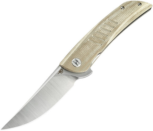Bestech Swift (BG30C-1) 3.54" D2 Satin Trailing Point Plain Blade, Beige Canvas Micarta Handle