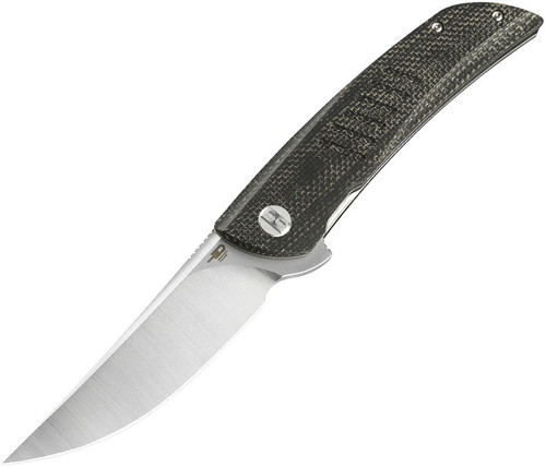 Bestech Knives Swift Linerlock G30B1, 3.5" D2 Satin  Plain Blade, Black Micarta Handle