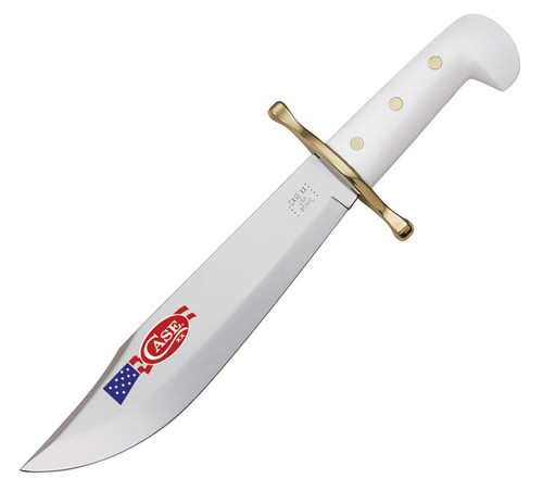 Case Bowie 12398 White Synthetic Handle with Brass Guard (BOWIE SS)