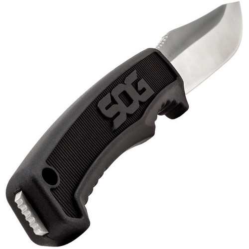 SOG Field Knife FK1001-CP, 4" 7Cr17MoV Stainless Plain Blade, Black TPR Handle
