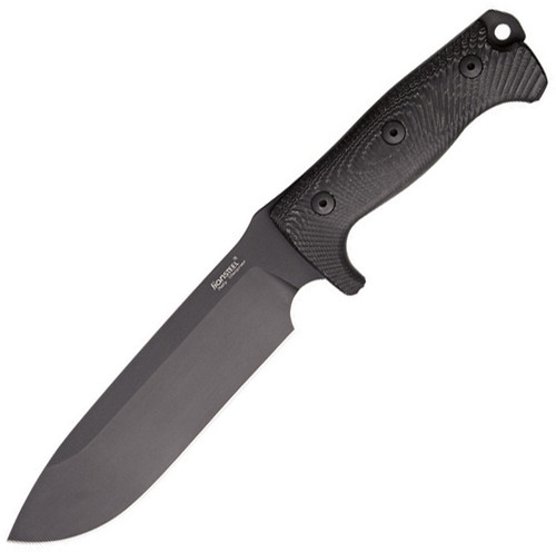 LionSTEEL M7 MB Fixed Blade, 7" Black Sleipner Steel Plain Blade, Black Micarta Handle, Black Kydex Sheath