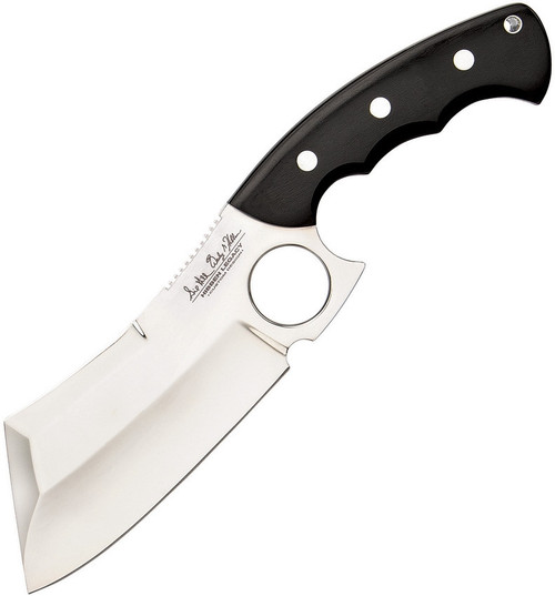 Hibben Legacy Ebony Cleaver gh5091, 5.88" 5Cr15MoV Polished Cleaver Fixed Blade, Black Linen Micarta Handle