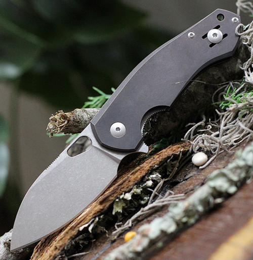 GiantMouse ACE Biblio Flipper, 2.9" M390 Stonewash Drop Point Blade, Bronze Handle