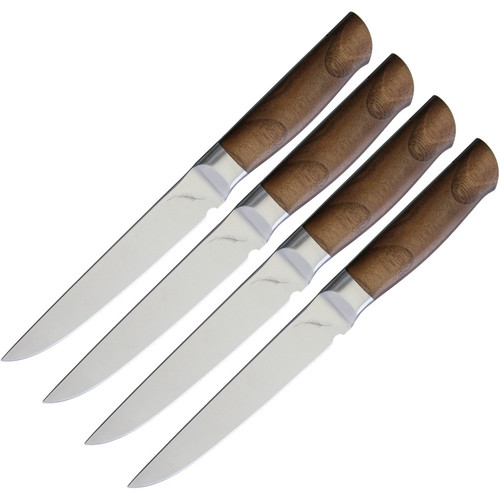 Ferrum Reserve 4pc Steak Set, 5" American Steel Full Tang Blades, Black Walnut Handle