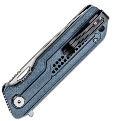 Bestech Knives Circuit BG35B-1, 3.25" K110 Satin Drop Point Blade, Blue (Gray) Milled G-10 Handle