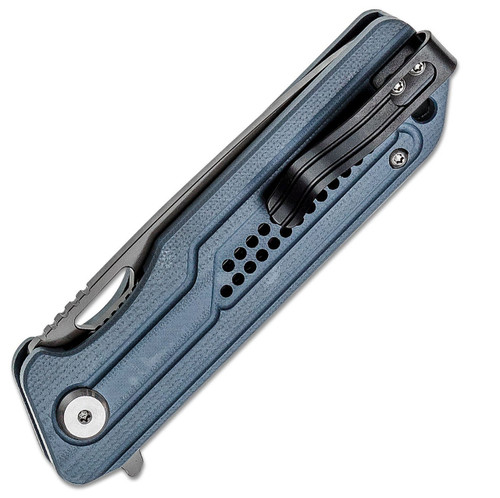 Bestech Knives Circuit BG35B-2, 3.25" K110 Gray Titanium Coated Drop Point Blade, Blue (Gray) Milled G-10 Handle