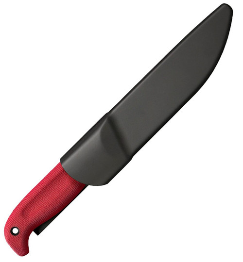 Cold Steel Slock Master (CS20VSTW) 6.5" 4116 SS Satin Drop Point Plain Blade, Red Kray-Ex Handle, Black Polymer Sheath