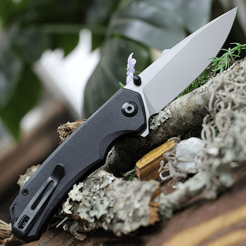 CIVIVI Brazen Flipper (C2102C)-3.46" Stonewash 14C28N Drop Point Blade, Black G-10 Handle