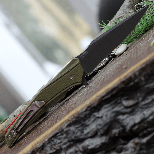 Maxace Knives Ranger MGR03, 3.86" XW42 Gray Plain Blade, Green Micarta Handle