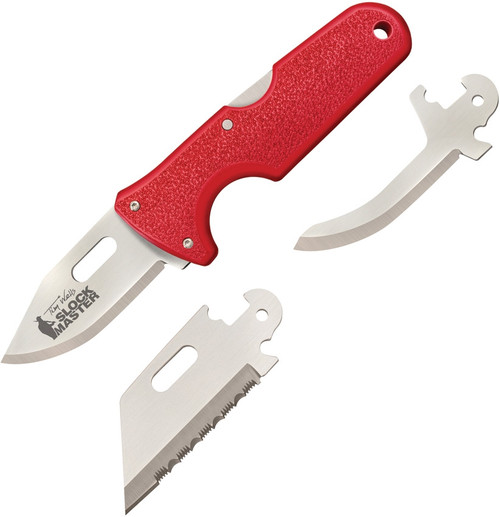Cold Steel Click-N-Cut Slock Master Lockback CS-40AT, 2.5" 420J2 Interchangeable Blade, Red High Impact ABS Handle
