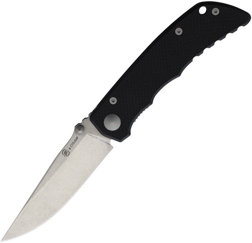 Spartan Blades Talos Folding Knife SFBL7BK, 3" CTS-XHP SS Stonewashed Plain Blade, Black G-10 Handle