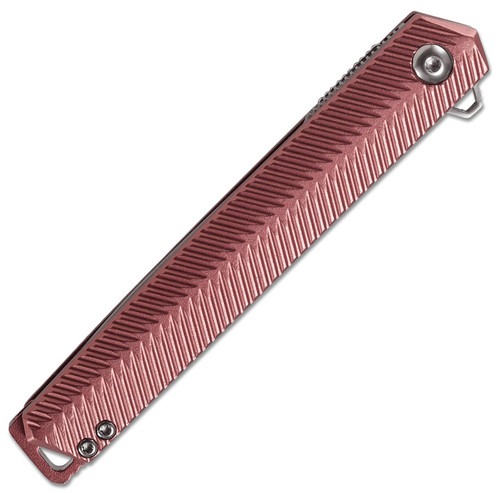 CRKT Stylus A/O (CRK820BXP) 3.18" Sandvik 12C27 Satin Drop Point Plain Blade, Red Aluminum Handle