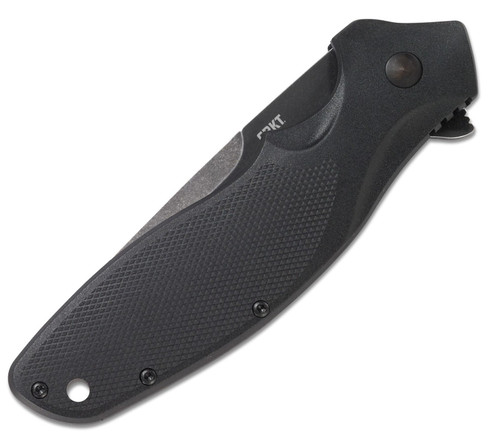 CRKT Shenanigan A/O (CRK800KKP) 3.35" 1.4116 Blackwashed Drop Point Partially Serrated Blade, Black Glass Reinforced Nylon Handle