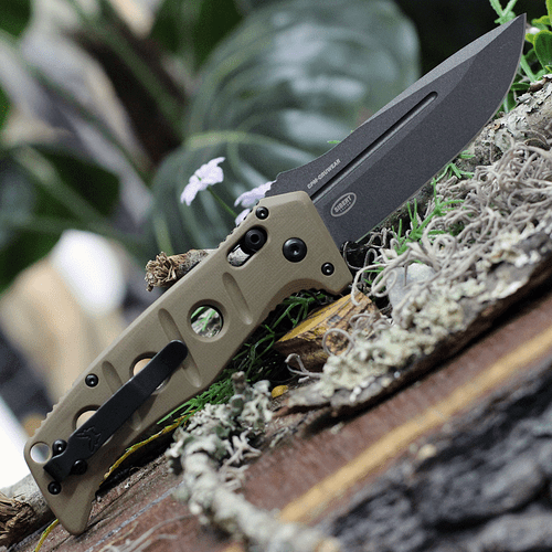 Benchmade 2750GY-3 Auto Adamas, 3.78" CPM-CruWear Tungsten Grey Plain Blade, Contoured Sand G10 Handles