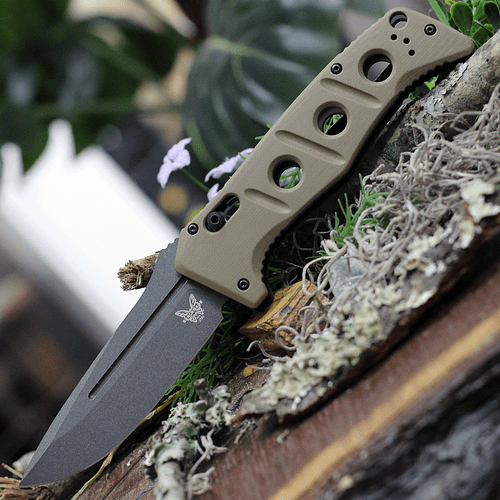 Benchmade 2750GY-3 Auto Adamas, 3.78" CPM-CruWear Tungsten Grey Plain Blade, Contoured Sand G10 Handles