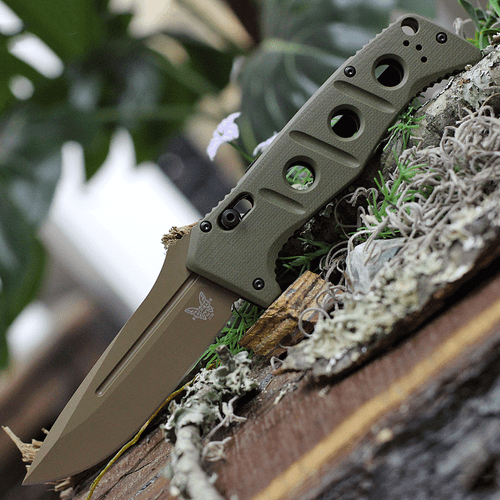 Benchmade 2750SFE-2 Auto Adamas, 3.78" CPM-CruWear Flat Earth Plain Blade, Olive Drab G10 Handles