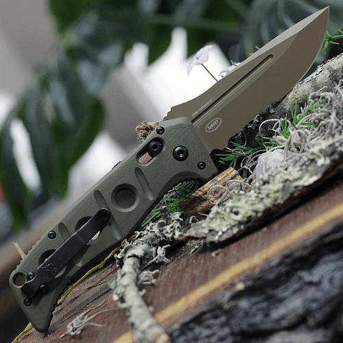 Benchmade 2750SFE-2 Auto Adamas, 3.78" CPM-CruWear Flat Earth Serrated Blade, Olive Drab G10 Handles