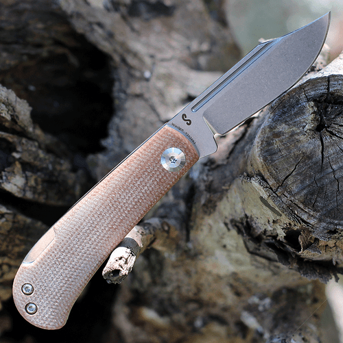 Kansept Wedge Back Lock T2026B3, 2.45" 154CM Stonewashed Plain Blade, Brown Micarta Handle